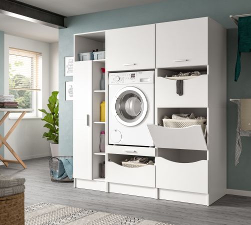 Waschmaschinenschrank Flexy in wei� Set 3-teilig 176 x 196 cm