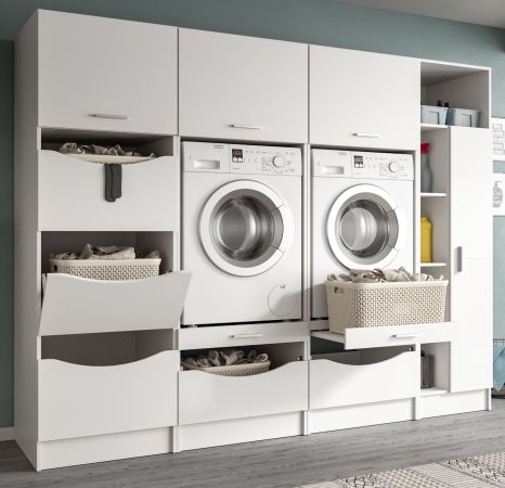 Waschmaschinenschrank Flexy in wei� Set 4-teilig 242 x 196 cm