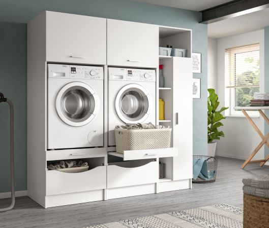 Waschmaschinenschrank Flexy in wei� Set 3-teilig 182 x 195 cm