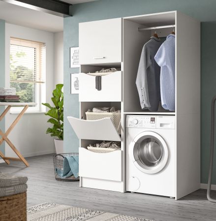 Waschmaschinenschrank Flexy in wei� Set 2-teilig 126 x 196 cm