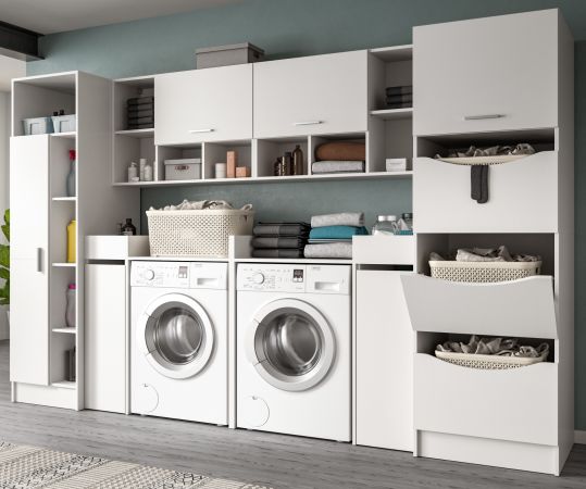 Waschmaschinenschrank Flexy in wei� Set 8-teilig 300 x 196 cm