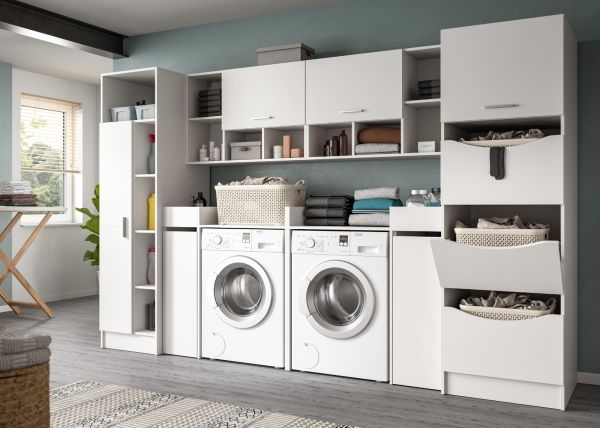 Waschmaschinenschrank Flexy in wei� Set 8-teilig 300 x 196 cm