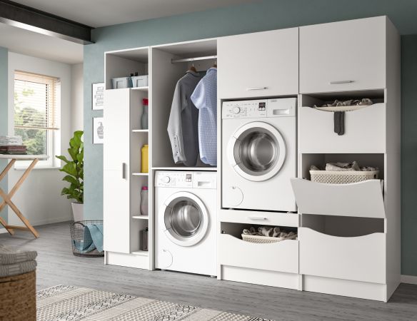 Waschmaschinenschrank Flexy in wei� Set 4-teilig 242 x 196 cm