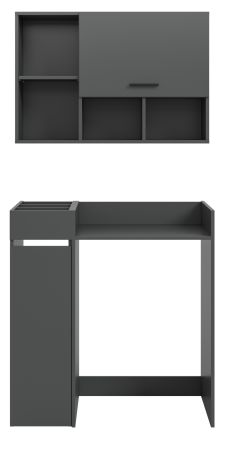 Waschmaschinenschrank Flexy in grau Set 3-teilig 95 x 195 cm