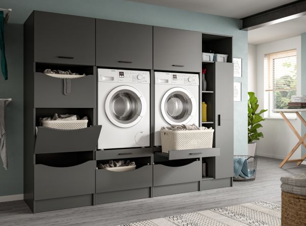 Waschmaschinenschrank Flexy in grau Set 4-teilig 242 x 196 cm