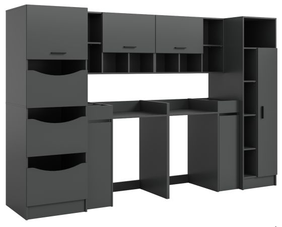 Waschmaschinenschrank Flexy in grau Set 8-teilig 300 x 196 cm