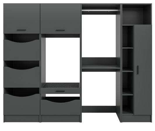 Waschmaschinenschrank Flexy in grau Set 4-teilig 242 x 196 cm