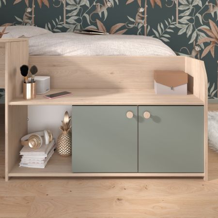 Parisot Kinder- und Jugendzimmer Matre in Eiche mit Gr�n Set 2-teilig, Stauraumbett und Kleiderschrank