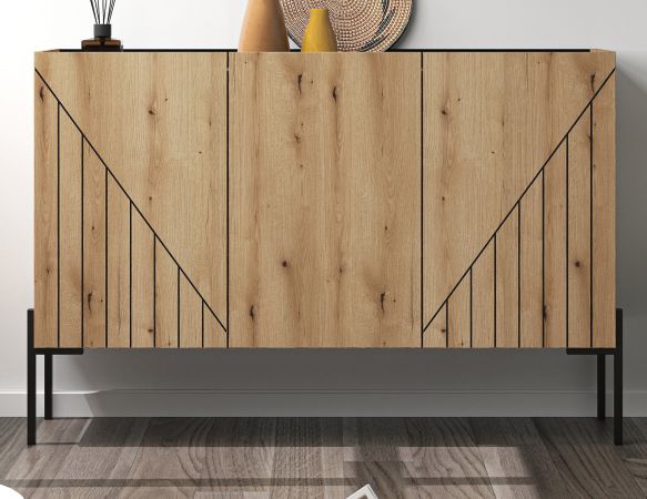 Sideboard Norick in Evoke Eiche Kommode 120 x 81 cm, Soft-Close