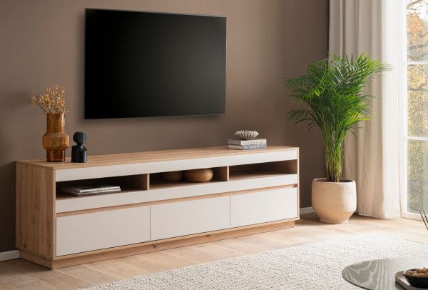 TV-Lowboard Kiruma in Kaschmir und Artisan Eiche TV Unterteil 202 x 60 cm