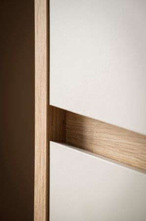 Wohnwand Kiruma in Kaschmir und Artisan Eiche Wohnkombination 4-teilig 342 cm, Soft-Close