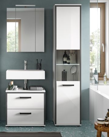 Badezimmer Spiegelschrank Telly in wei� Badschrank 3-t�rig 60 x 70 cm