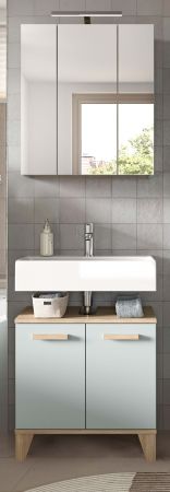 Badm�bel Set 2-teilig Luna in gr�n und Eiche Badkombination skandinavisch 60 x 190 cm