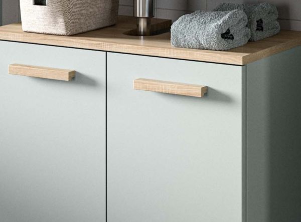 Badm�bel Set 2-teilig Luna in gr�n und Eiche Badkombination skandinavisch 60 x 190 cm