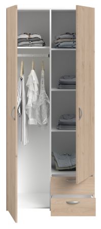 Parisot Kinder- und Jugendzimmer Milky in Eiche Jackson und schwarz Set 2-teilig mit Stauraumbett und Kleiderschrank