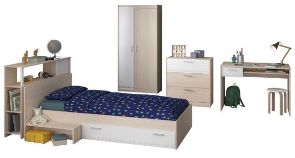Parisot Kinder- und Jugendzimmer Set 5-teilig Charly in Akazie und wei�