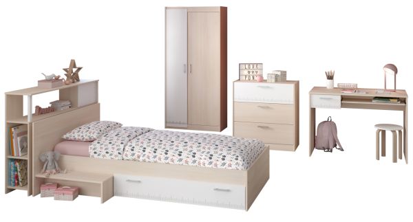 Parisot Kinder- und Jugendzimmer Set 5-teilig Charly in Akazie und wei�