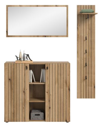 Garderobe Set 3-teilig Loreno in Evoke Eiche 152 x 192 cm