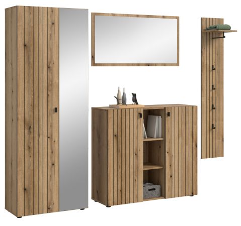 Garderobe Set 4-teilig Loreno in Evoke Eiche 237 x 192 cm