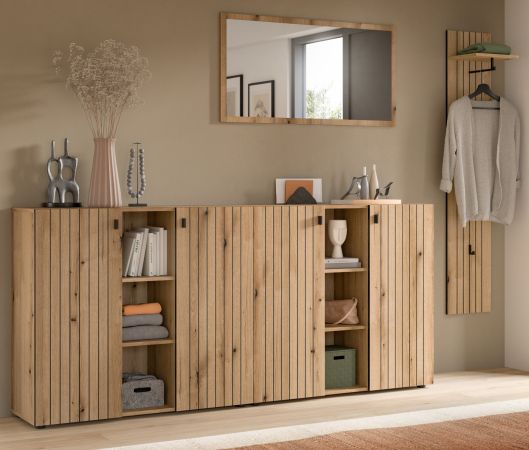 Garderobe Set 4-teilig Loreno in Evoke Eiche 258 x 192 cm