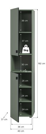 Flurschrank Loreno in gr�n, Schuhschrank 40 x 192 cm