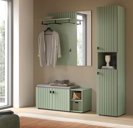 Flurschrank Loreno in gr�n, Schuhschrank 40 x 192 cm