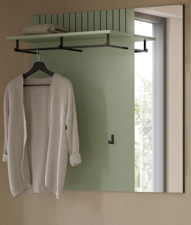 Garderobenpaneel Loreno in gr�n Wandgarderobe mit Spiegel 106 x 106 cm