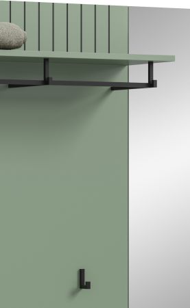 Garderobenpaneel Loreno in gr�n Wandgarderobe mit Spiegel 106 x 106 cm