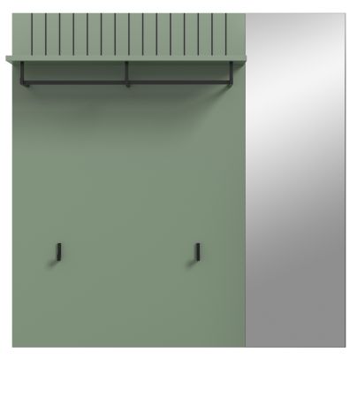 Garderobenpaneel Loreno in gr�n Wandgarderobe mit Spiegel 106 x 106 cm