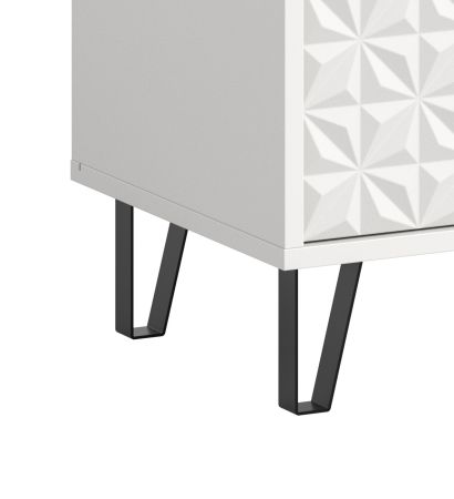 TV-Lowboard Relief in wei� Hochglanz TV Unterteil mit 3-D Struktur 164 x 56 cm