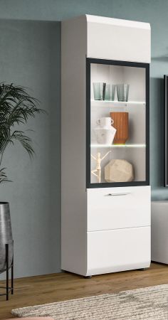 Vitrine Cover in wei� Hochglanz Vitrinenschrank 45 x 160 cm