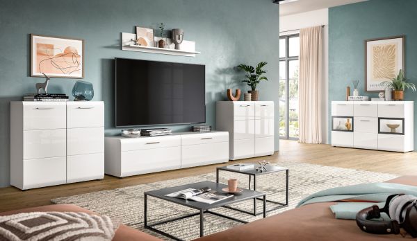 Kommode Cover in wei� Hochglanz Sideboard 80 x 81 cm