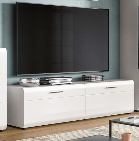 TV-Lowboard Cover in wei� Hochglanz 160 x 41 cm Soft-Close-Funktion