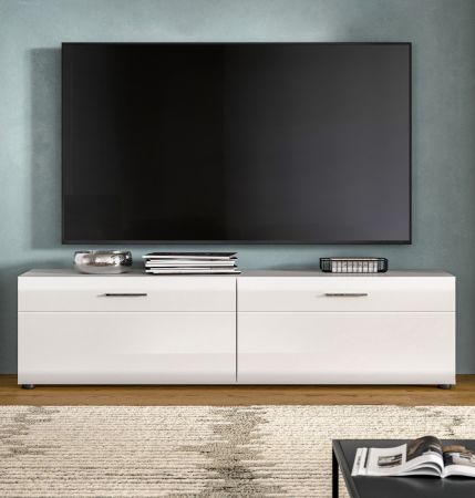TV-Lowboard Cover in wei� Hochglanz 160 x 41 cm Soft-Close-Funktion