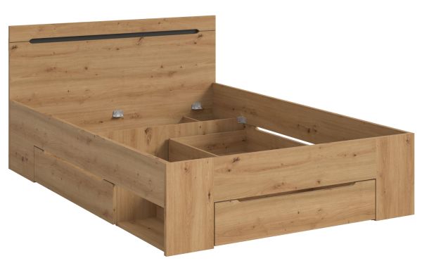Bett Cooper in Artisan Eiche und grau Stauraumbett mit 3 x Bettschubkasten Liegefl�che 140 x 200 cm