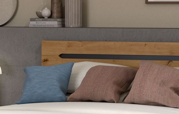 Schlafzimmer Set 3-teilig Cooper in Artisan Eiche und grau mit Bett Liegefl�che 140 x 200 cm und 2x Nachttisch