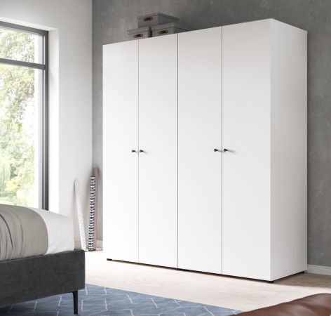 Kleiderschrank Carter in wei� Dreht�renschrank 4-t�rig 160 x 176 cm