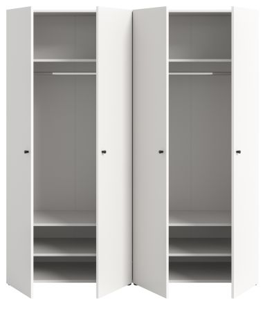 Kleiderschrank Carter in wei� Dreht�renschrank 4-t�rig 160 x 176 cm