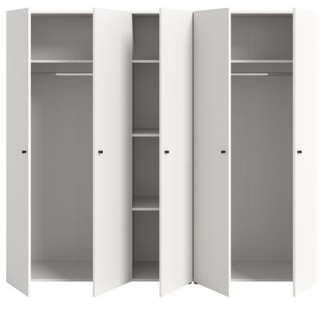 Kleiderschrank Carter in wei� Dreht�renschrank 5-t�rig 200 x 176 cm