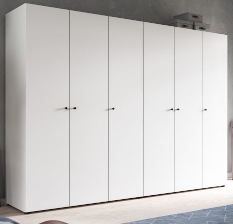 Kleiderschrank Carter in wei� Dreht�renschrank 6-t�rig 240 x 176 cm