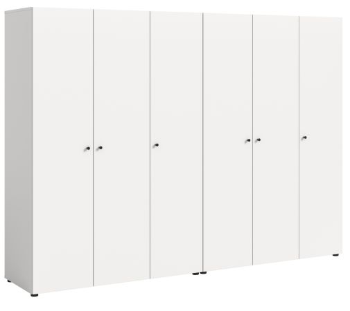 Kleiderschrank Carter in wei� Dreht�renschrank 6-t�rig 240 x 176 cm