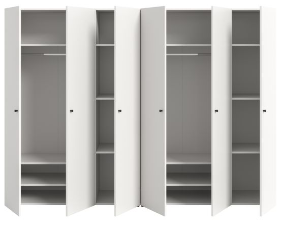 Kleiderschrank Carter in wei� Dreht�renschrank 6-t�rig 240 x 176 cm