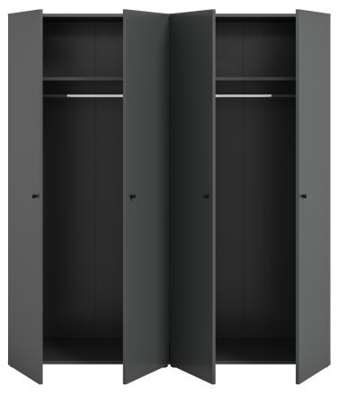 Kleiderschrank Carter in grau Dreht�renschrank 4-t�rig 160 x 176 cm