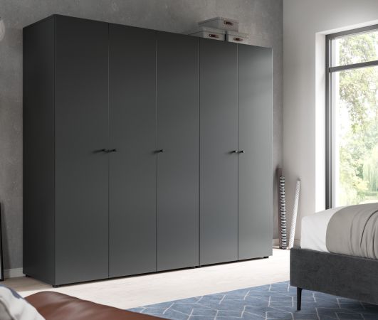 Kleiderschrank Carter in grau Dreht�renschrank 5-t�rig 200 x 176 cm