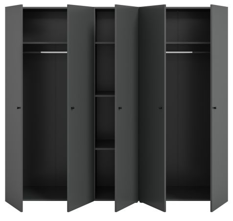Kleiderschrank Carter in grau Dreht�renschrank 5-t�rig 200 x 176 cm