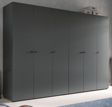 Kleiderschrank Carter in grau Dreht�renschrank 6-t�rig 240 x 176 cm