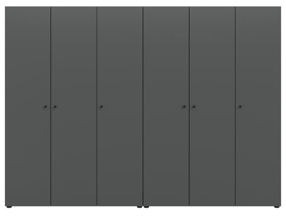 Kleiderschrank Carter in grau Dreht�renschrank 6-t�rig 240 x 176 cm