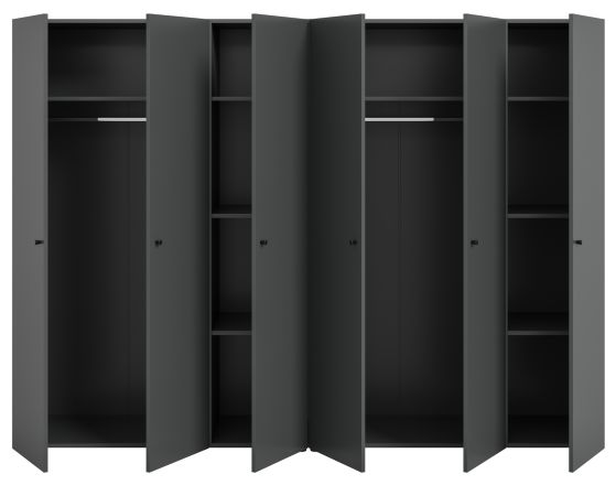 Kleiderschrank Carter in grau Dreht�renschrank 6-t�rig 240 x 176 cm