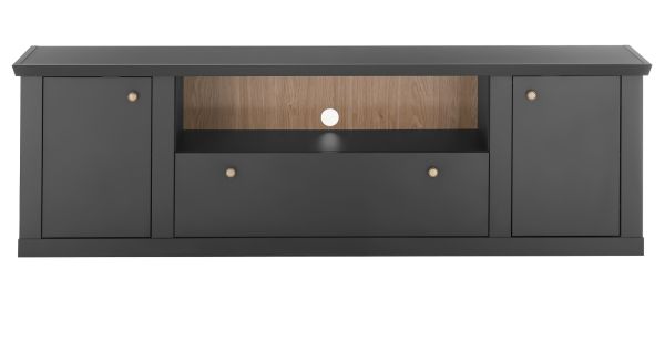 TV-Lowboard Filmore in Schwarz matt und Eiche Landhaus 205 x 62 cm, Soft-Close und Komforth�he