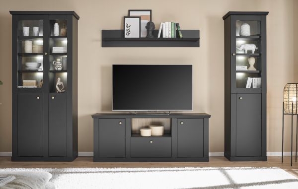 Wandboard Filmore in Schwarz matt Landhaus 140 x 25 cm
